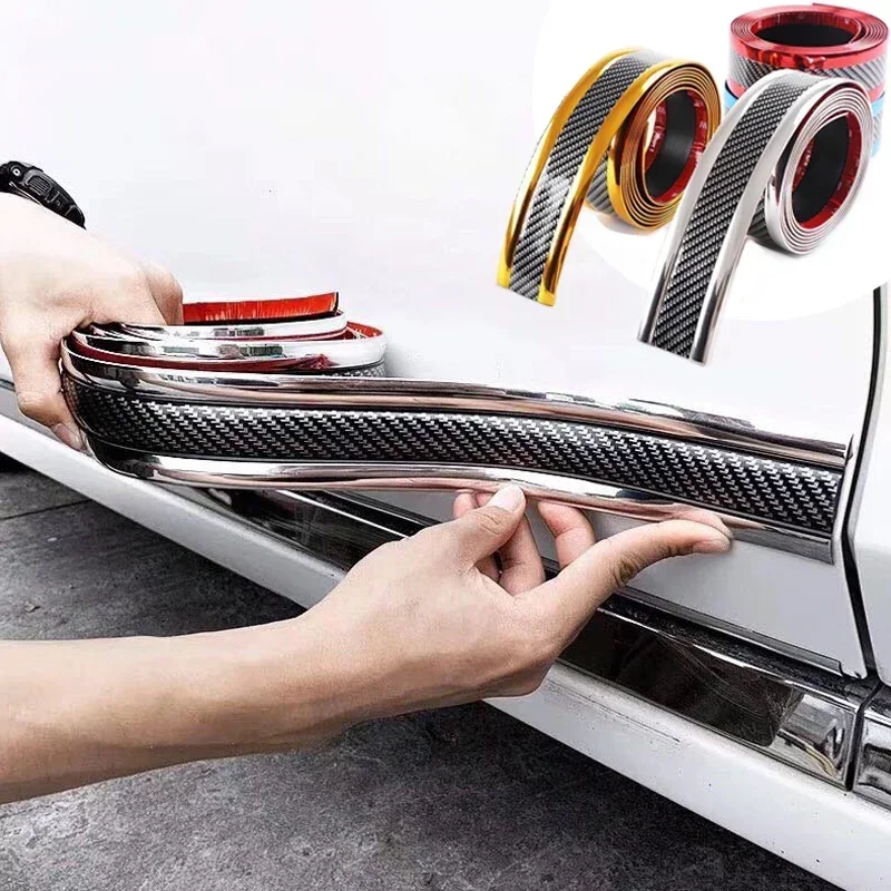 

Car Stickers Anti Scratch Door Sill Protector Rubber Strip Carbon Fiber Car Threshold Protect Bumper Film Tape Auto Accessories