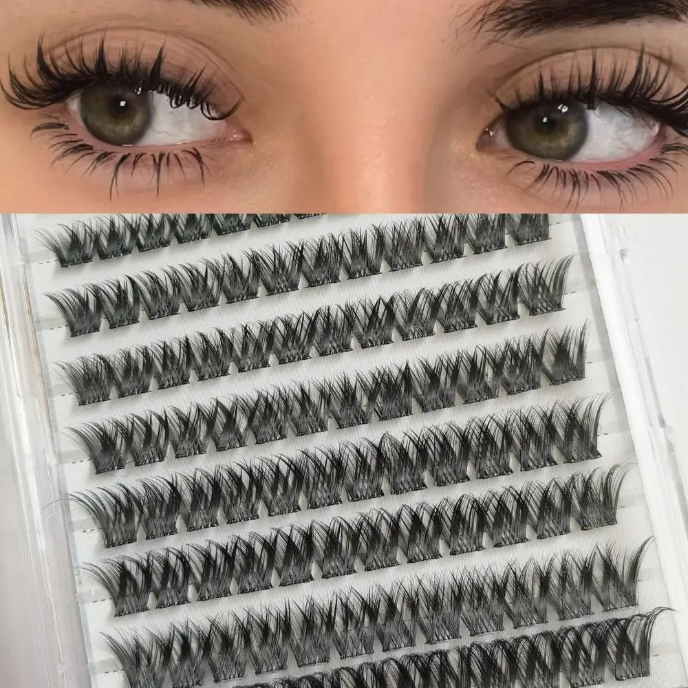 10 Rows 3D Mink Self-Adhesive False Eyelashes Thick Handmade Eyelash Cluster Manga Fake Lashes Eyelash Extension