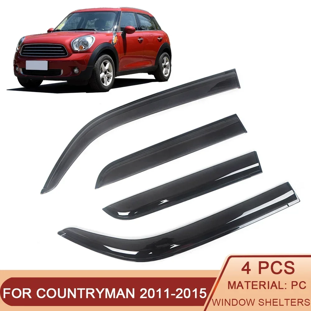 

For Mini Countryman 2011-2015 R60 Auto Black Tinted Car Side Window Visor Guard Vent Awnings Shelters Rain Guard Door Ventvisor