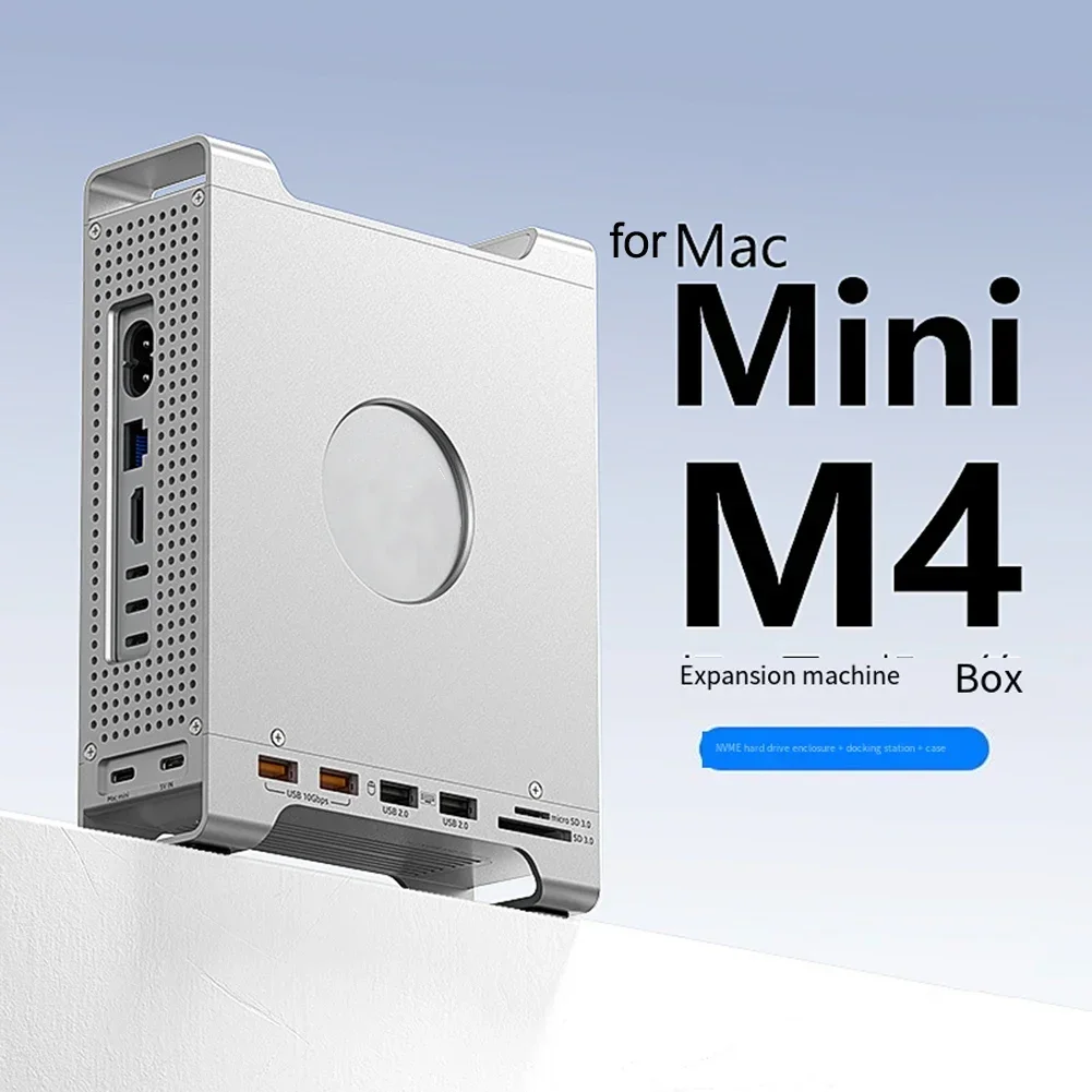 

9-in-1 Docking Station Alloy Solid State Disk Hub Expansion Dock With NVME SSD Support USB 3.2 For Mac Mini-M4 Laptop Accessory
