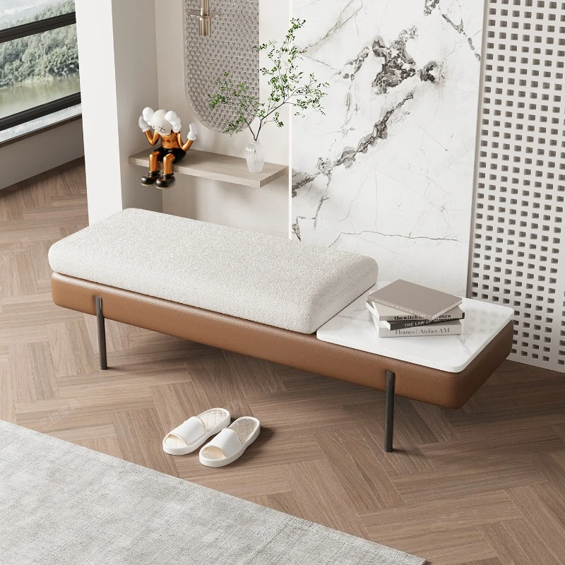 

Household home shoe change stool light luxury bedside stool cloakroom leather rock bench living room sofa bench