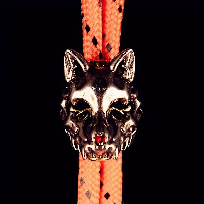 Openable Wolf Face Mask Skeleton Head Brass Knife Beads Outdoor EDC DIY Paracord Woven Lanyard Pendants Accessories Punk Charms