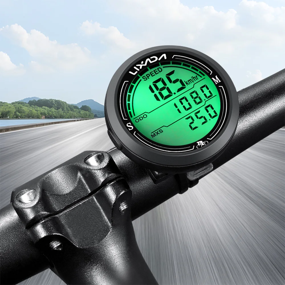 Lixada Wired Bike Speedometer Waterproof Round Shaped Bike Computer Backlight Screen Cycle Odometer Cycling Equipment