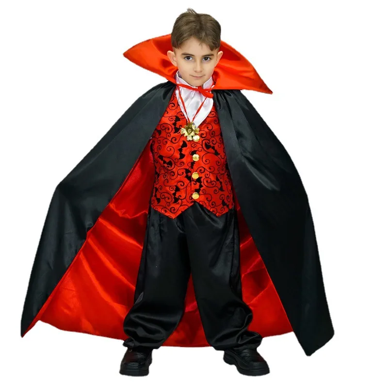 Spaventoso vampiro Dracula ragazzi Costume Cosplay Fantasia Halloween Carnival Party Kids Child Earle Dracula Gothic Vampire Costume