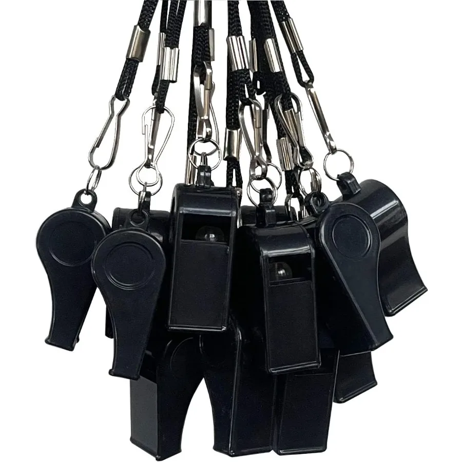 20 Stuks Plastic Luide Fluitjes Met Lanyard Voor Scheidsrechter Coaches Basketbal Voetbal Sport Training Game Event Badmeester Survival