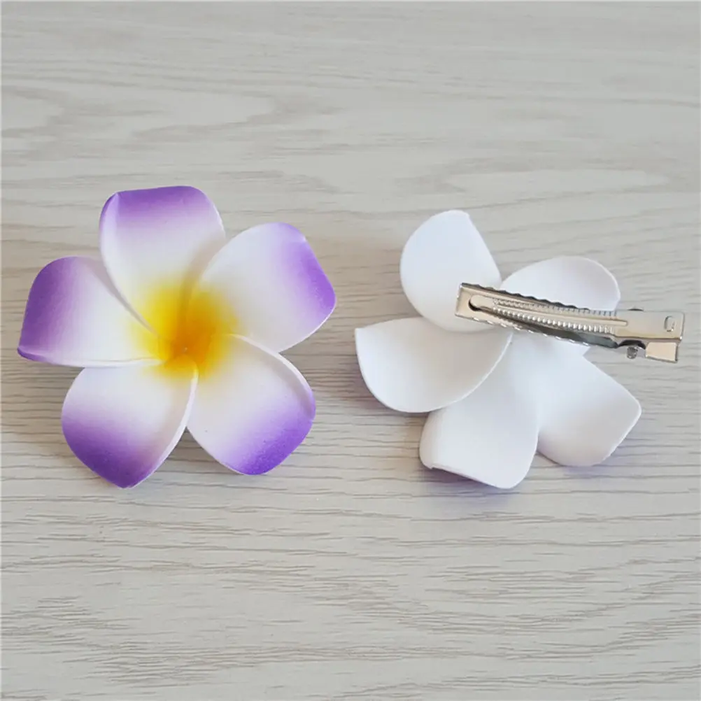 

15Pcs 9cm Hawaiian Plumeria Flower Clips White Purple Blue Luau Party Beach Wedding Accessory Summer Picnic Photography Decor