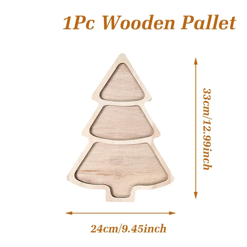 

Christmas Tree Wooden Tray - Decorative Serving Platter for Holiday Table & Indoor Decoration