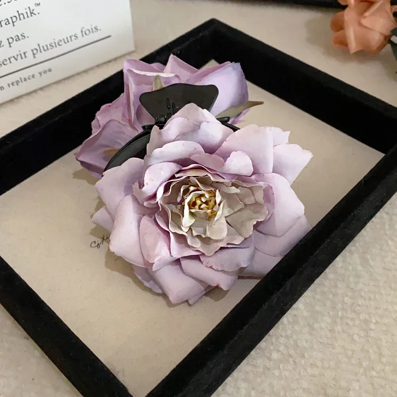 1/2 Pcs Gradient Colorful Dried Rose Flower Hair Claws for Women Vintage New Sweet Temperament Fashion Fairy Shark Clips Sets