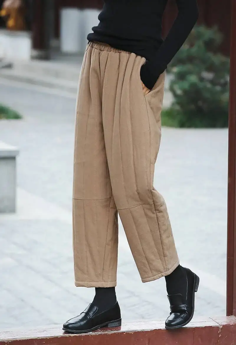 UMI MAO القطن القنب السراويل النساء الخريف الشتاء الأدب الفن عارضة القطن كليب الدافئة فضفاض الرجعية ضئيلة القطن عارضة السراويل