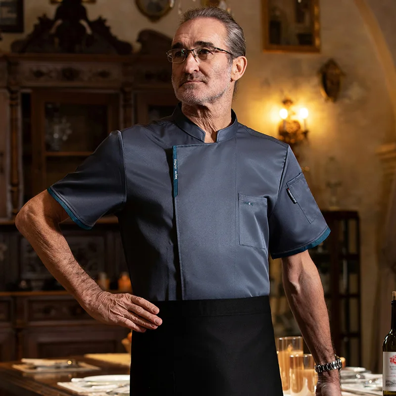 Chef Work Uniforms for Men and Women, Short Sleeve, Breathable, Summer, for Cafeteria, Catering, Cake, Dessert, Restaurant, Kitc