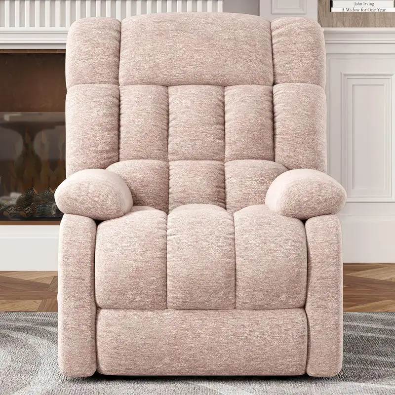 كرسي هزاز مريح مع جيب جانبي، قابل للتعديل 110 ° -160 ° كرسي أريكة فردي منجد مع مسند للقدمين #4