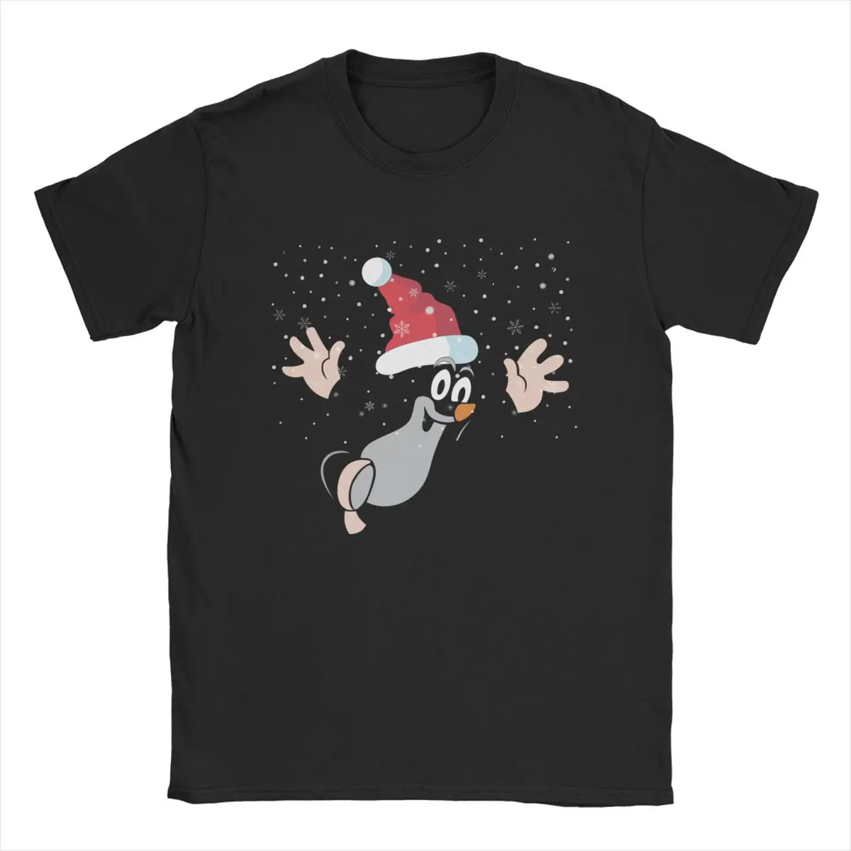 Vintage Merry Christmas Mole T-Shirts Men Cotton T Shirt Krtek Little Maulwurf Cute Cartoon Short Sleeve Tees Printed Tops