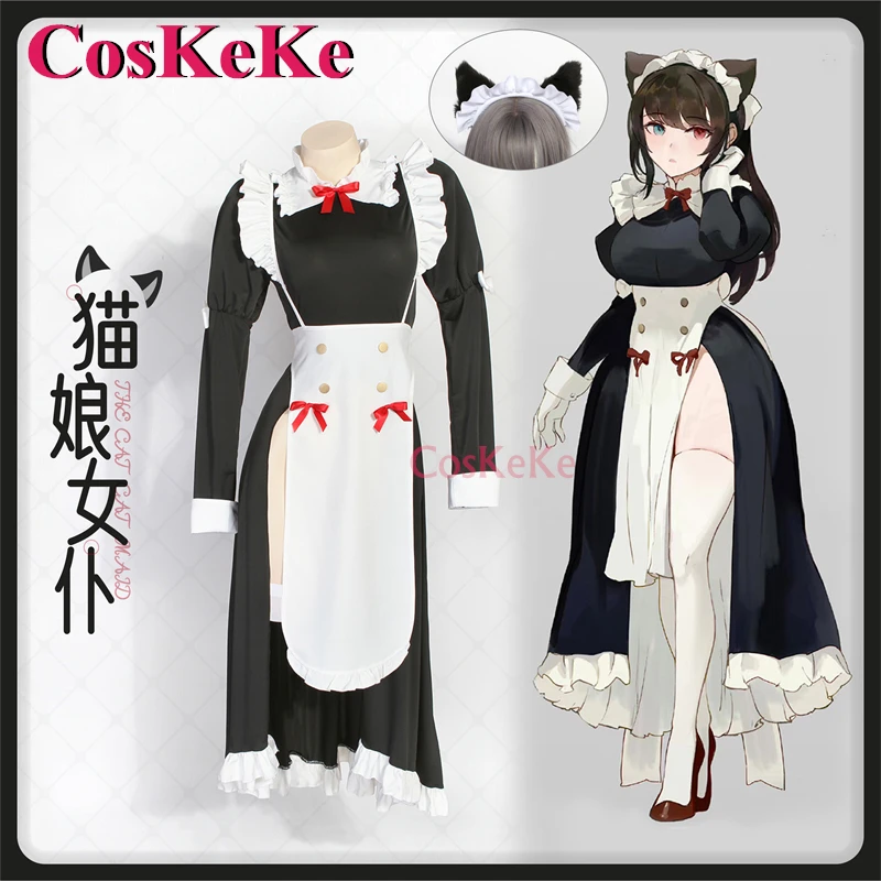 

CosKeKe Original Cat Maid Cosplay Anime NEKOPARA Costume Sweet Lovely Nifty Black Maid Dress Uniform Party Role Play Clothing