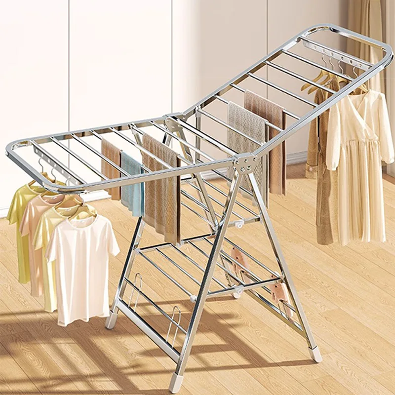 Klappbarer Kleiderständer, Garderobenständer, Haushalts-Balkonständer, Metall-Kühlkleiderständer, Innen-Babykleiderständer, Deckenständer, Kleiderständer