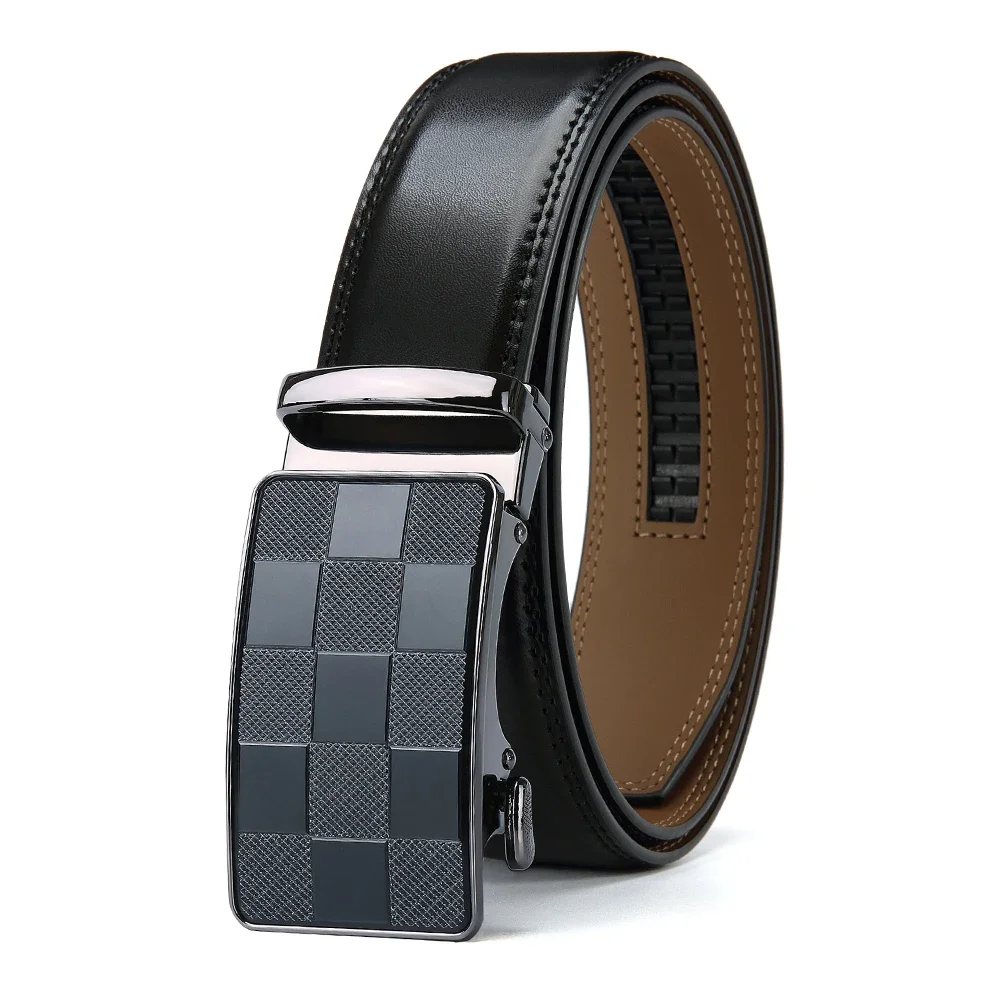 

Men's Leather Ratchet Belt, Men's Dress and Casual Strap with Adjustable Buckle, Tailored To Fit and Customizable, Easy Style