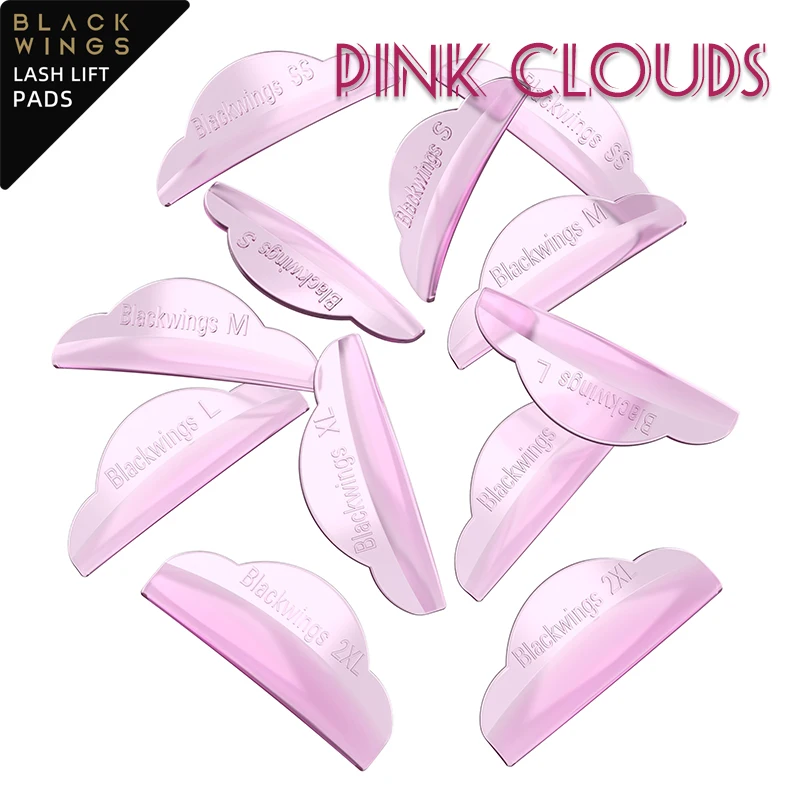 Pink6pairsBlackwings Silicone Eyelash Perming Pad Lashes Rods Shield Lifting 3D Eyelash Curler Accessories Applicator Tools
