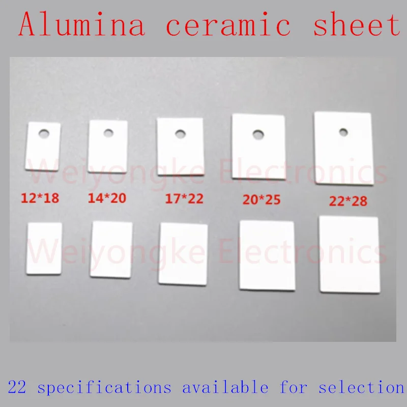 

50PCS Alumina Ceramic Sheet High Temperature Resistant Ceramic Substrate Ceramic Radiator 22X28 20X25 17X22 14X20 12X18 TO220