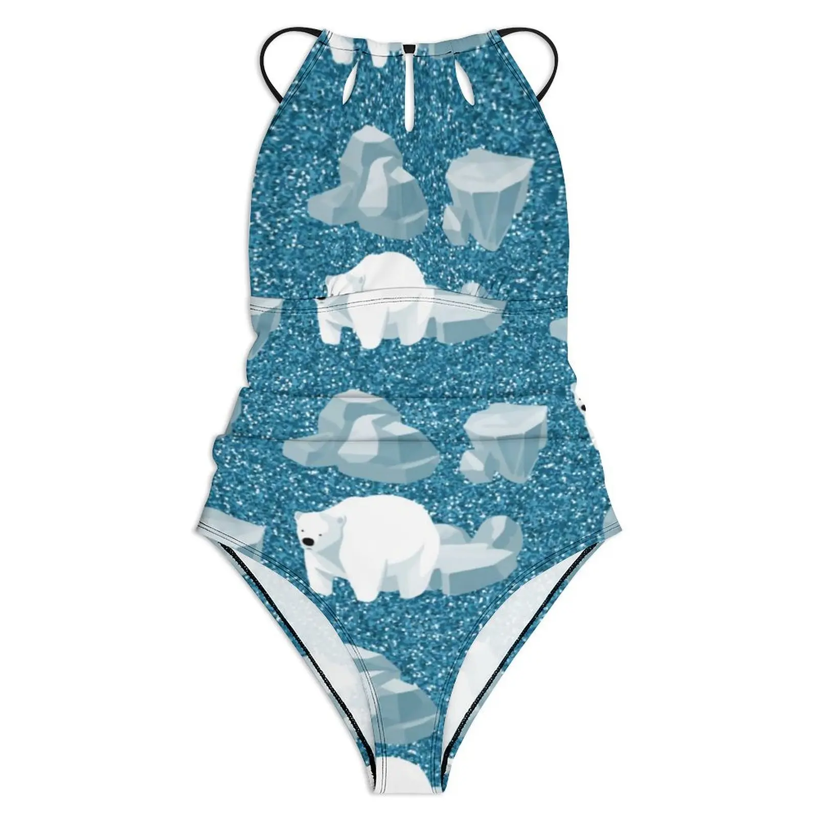 Arctic Animal Print Swimsuit Sexy Cute Polar Bear One-Piece Swimwear Push Up Swimsuits Korean Fashion Holiday Surf Bathing Suits