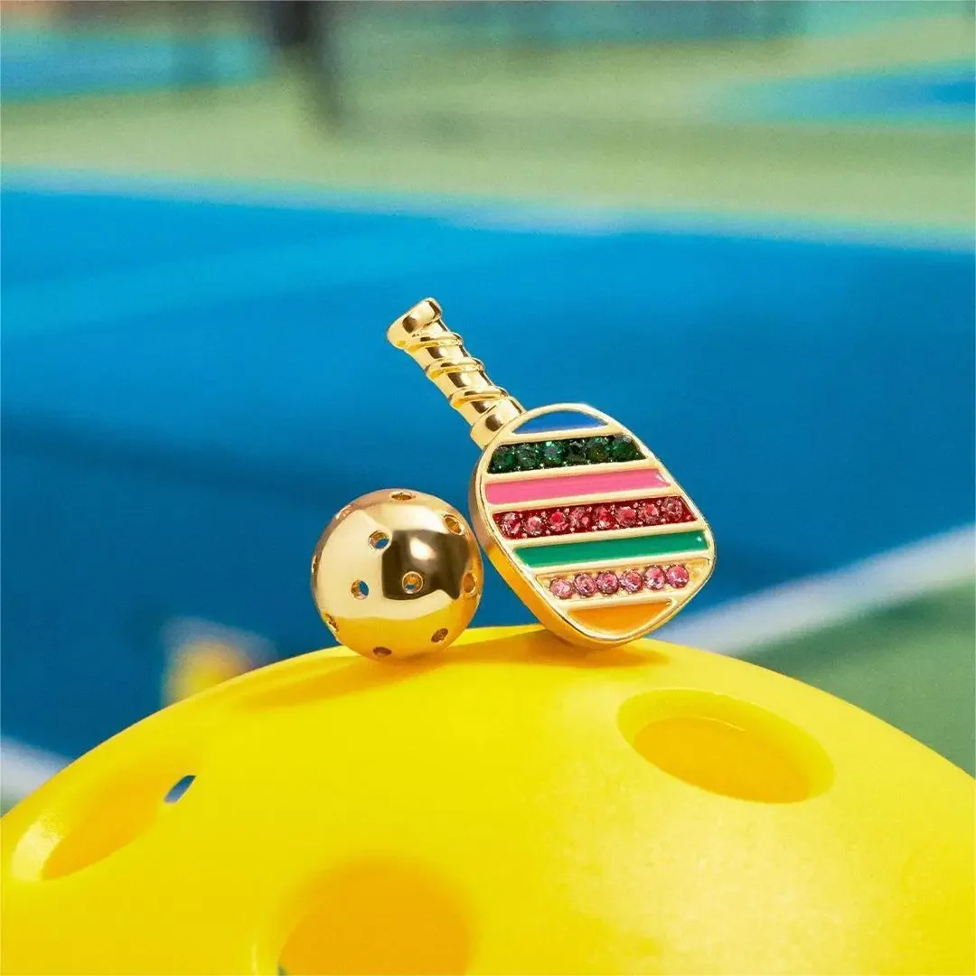 Enamel Gold Plated Pickleball Stud Earrings Sport Series Copper Zircon Rugby Football Golf Surfboard Pendant Ear Ring for Women