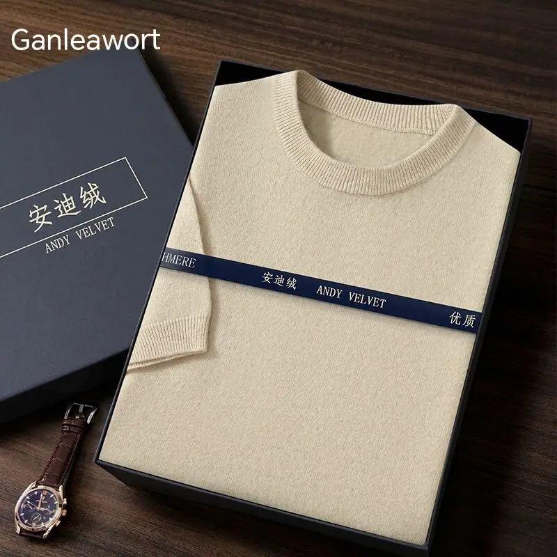 2026 Spring/Summer New Round Neck Men's Short Sleeve Solid Color Head Knitted Shirt Fashion Tshirt Wool Short Sleeve Large Loose