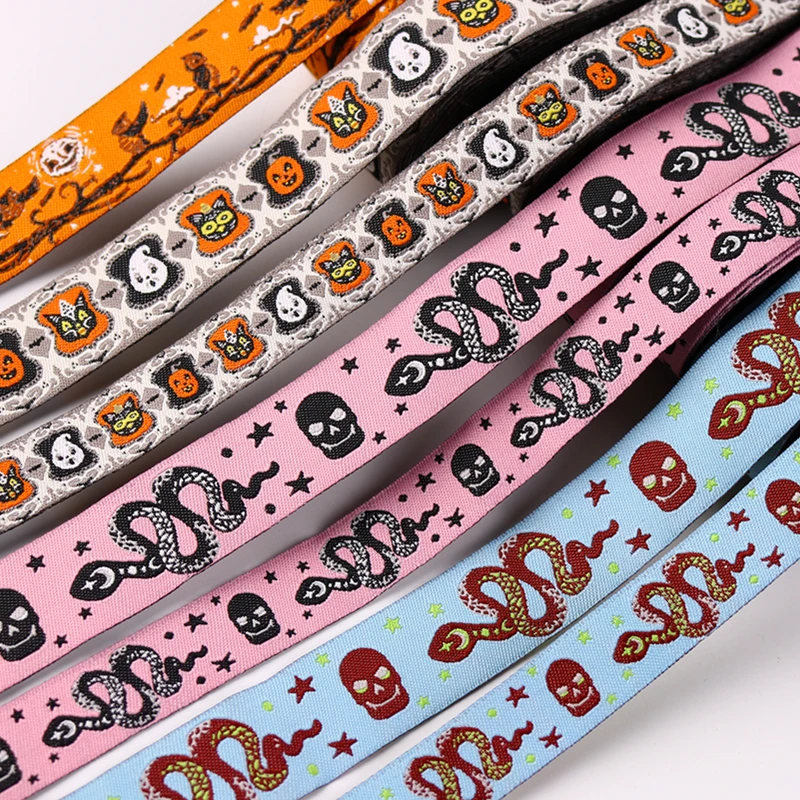 10YARD 7/8 22MM 16MM 2022 New Snake Skull Owl Pumpkin Imp Cartoon Ribbon