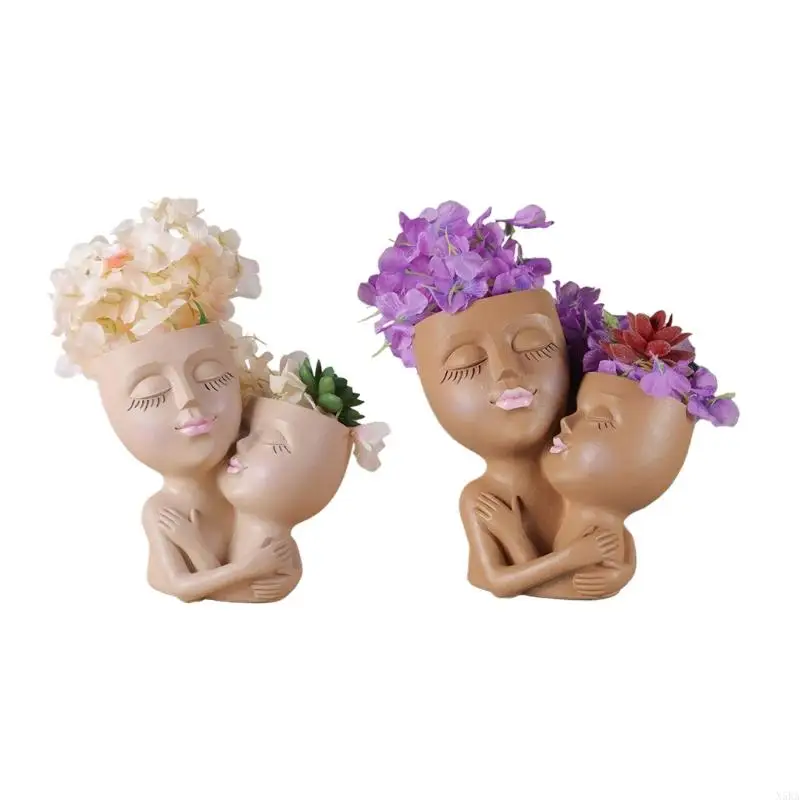 N5KA耐久性カップル花瓶耐摩耗性樹脂クラフトフラワーポットカップル花瓶樹脂材料カップルの屋外の屋外カップルカップル