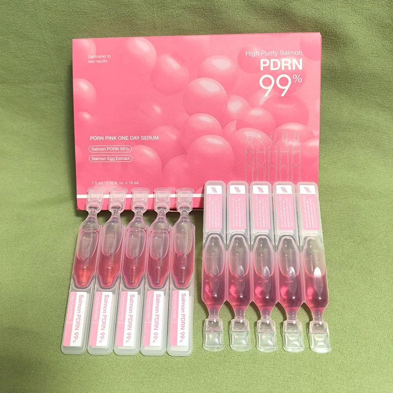 Korean 99% High Purity PDRN Single-Use Ampoule Serum Pink PDRN Hyaluronic Acid Collagen Brightening Collagen Hydrate 1.5mlx10pcs