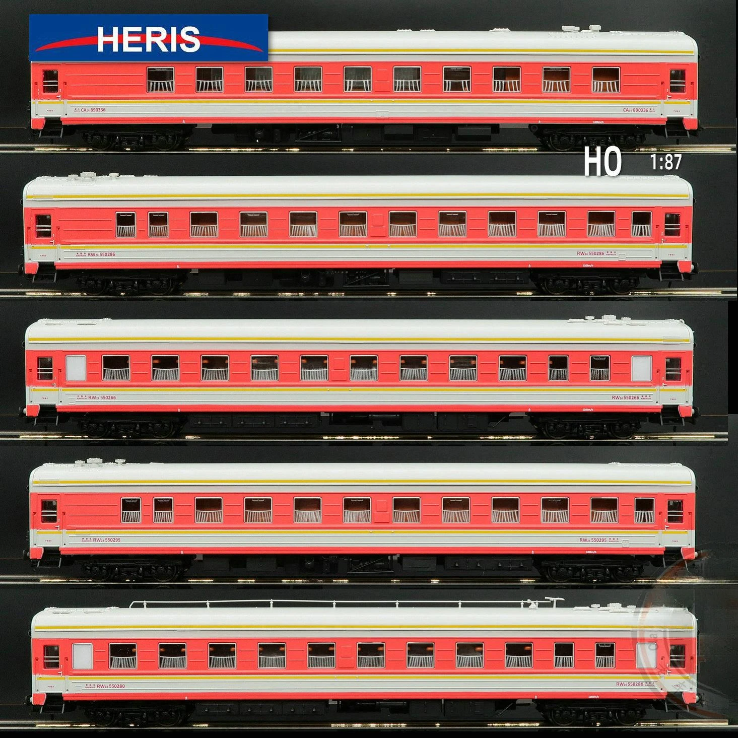 HERIS Train Model Carriage HO Type 1/87 17090 17091 Dining Car Soft Sleeper CA24 RW24 Rail Car Multiple Options