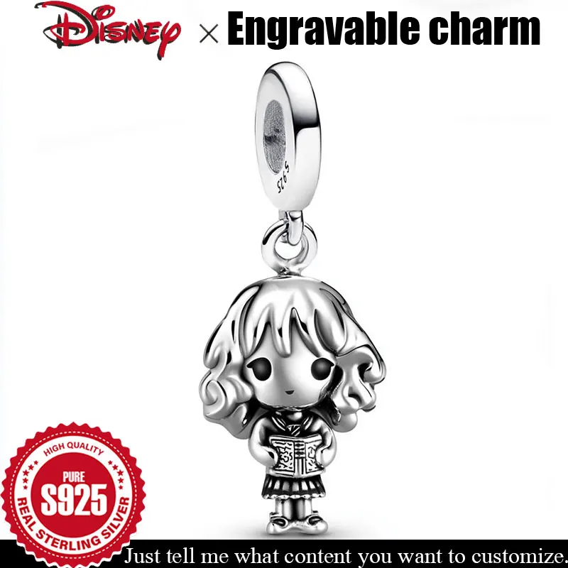 

Customizable engraved pendant 925 Sterling Silver Charm Disney Style Litte Girl Original DIY Charm for Bracelet Fine Jewellery