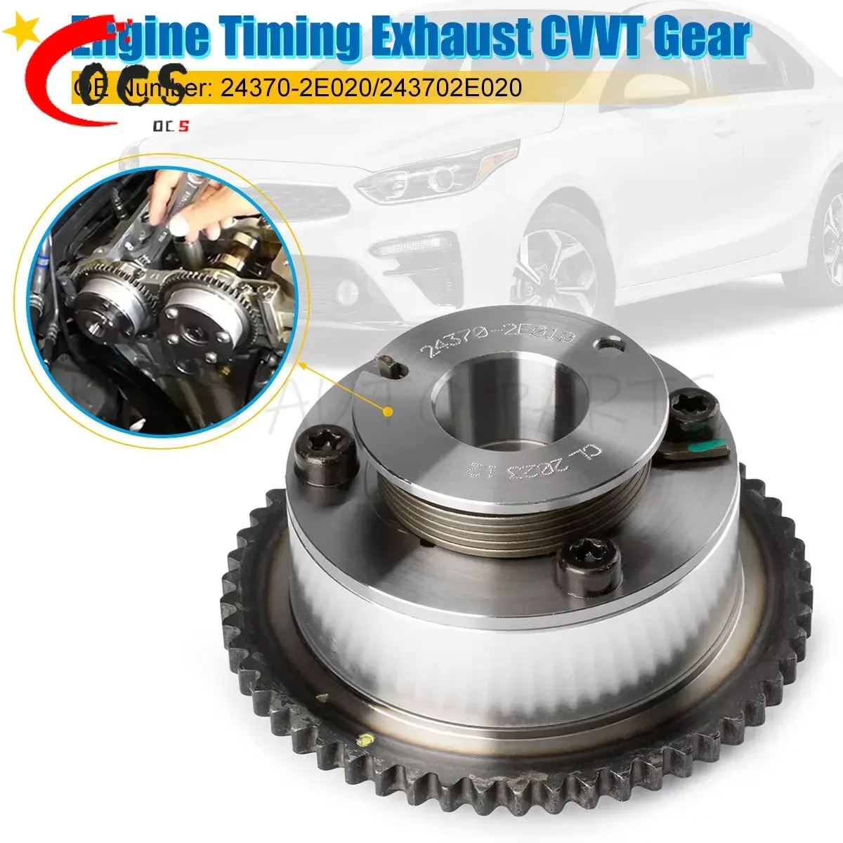 

24370-2E020 VVT Sprocket Exhaust CVVT Assy for Hyundai Kia 1.8L，2.0L Timing Gear Camshaft Sprocket Phase Regulator Adjuster