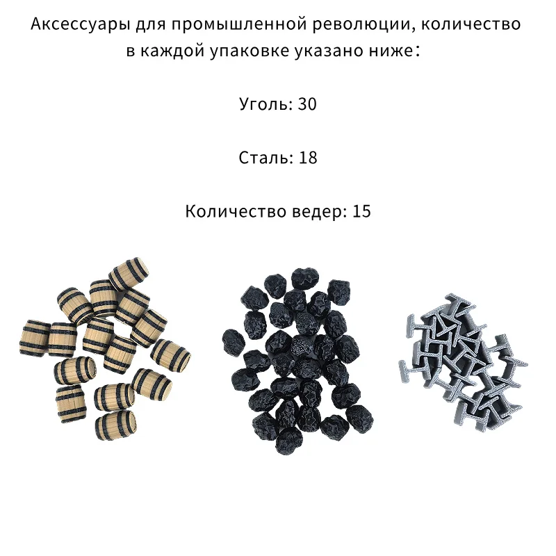 Board Game Accessories, 3D Tokens for Industrial Revolution, 63pcs Set, Upgraded Quality Components, Enhances Gameplay