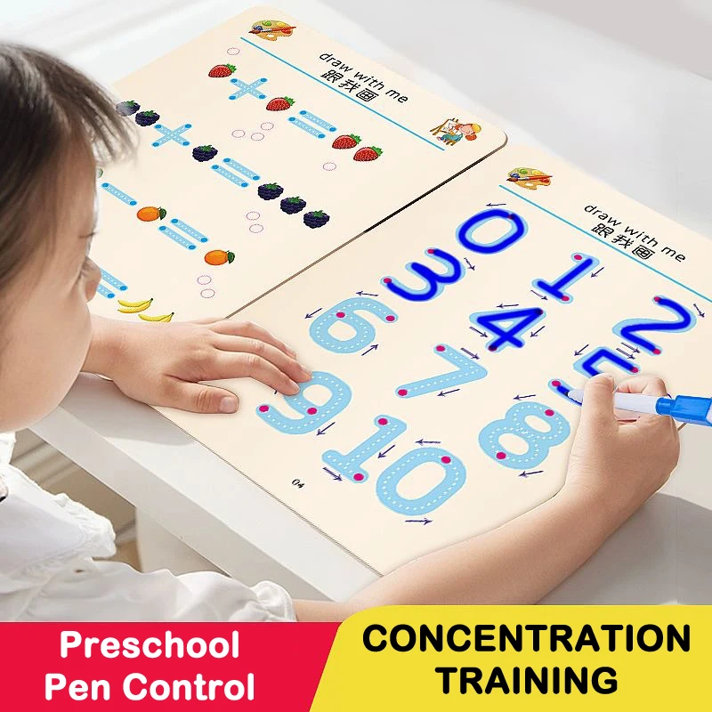 144pages Reusable Kids' Writing Book - Erasable Practice For Ages 3-6, Durable Training Workbook