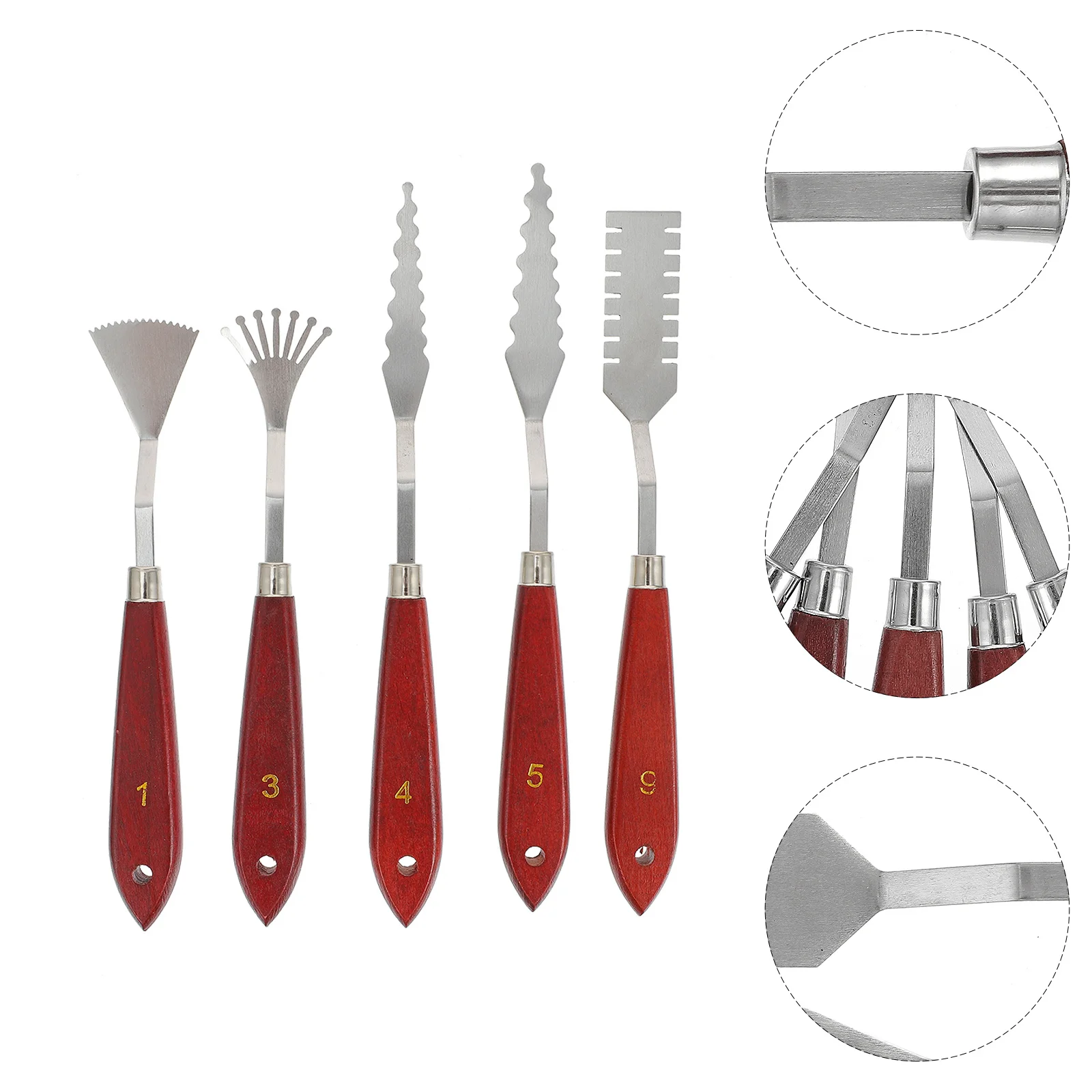 

5 PCS Pallet Knife for Oil Painting Set Spatula Tool Scraper Brown Stainless Steel