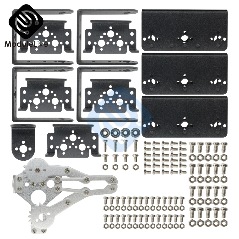 Alumínio Mecânica Robotic Braço Braçadeira Garra Mount Kit Faça Você Mesmo Peças do Robô Braço Dof sem Servos para Arduino 1set