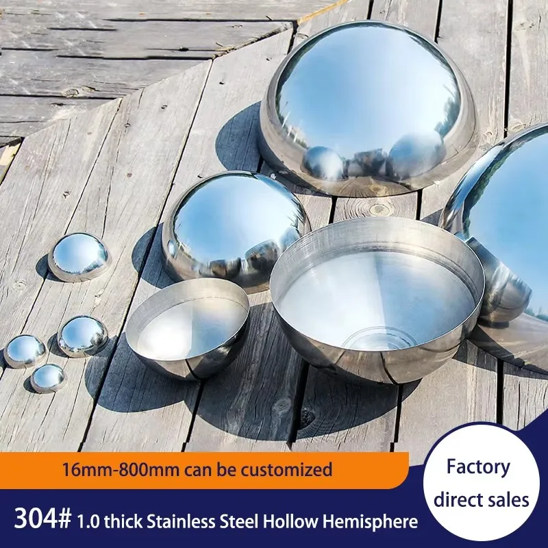 

304 stainless steel semicircular ball thickened 1.0 mirror metal ball hemispherical wall gate decoration ball seal hollow ball