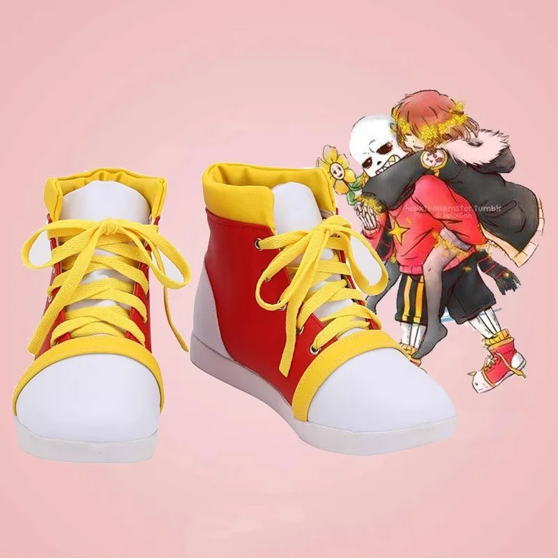 أحذية Undertale Characters Flowerfell Sans التأثيرية أحذية تنكرية أحذية من الجلد الصناعي