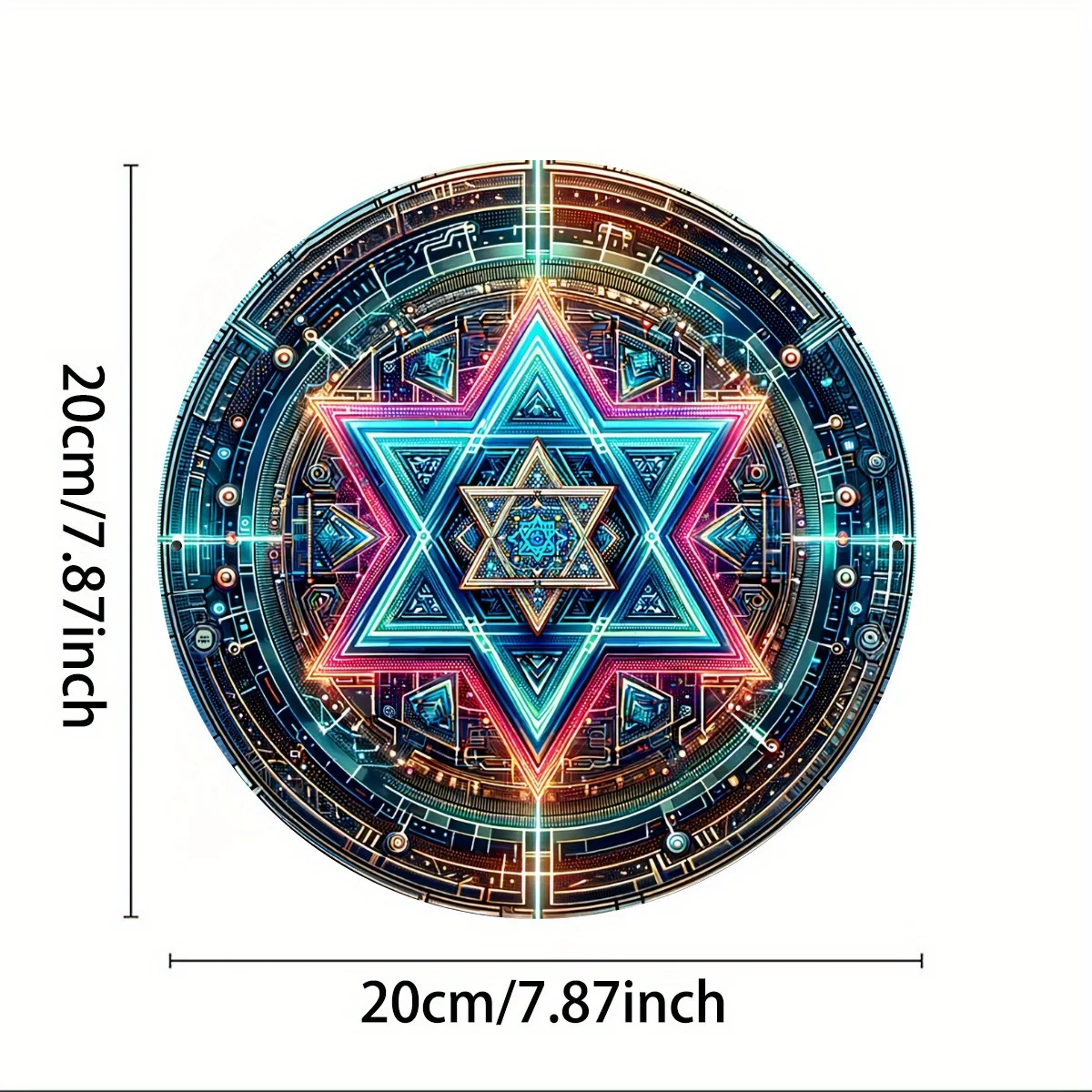 قطعة واحدة من لافتة ألومنيوم معلقة على شكل نجمة داود العتيقة - إكليل حديقة مستدير أنيق، 8 بوصة، فضي، أدوات حرفية وإمداد، حصيرة متينة #2