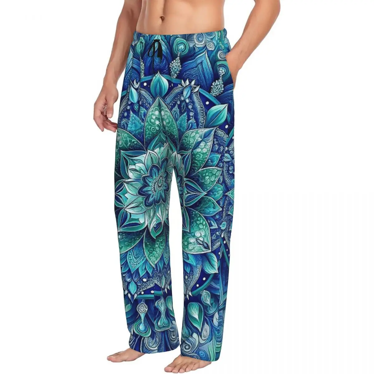 Custom Bohemian Mandala Pajama Pants Men Sleepwear Sleep Lounge Bottoms with Pockets