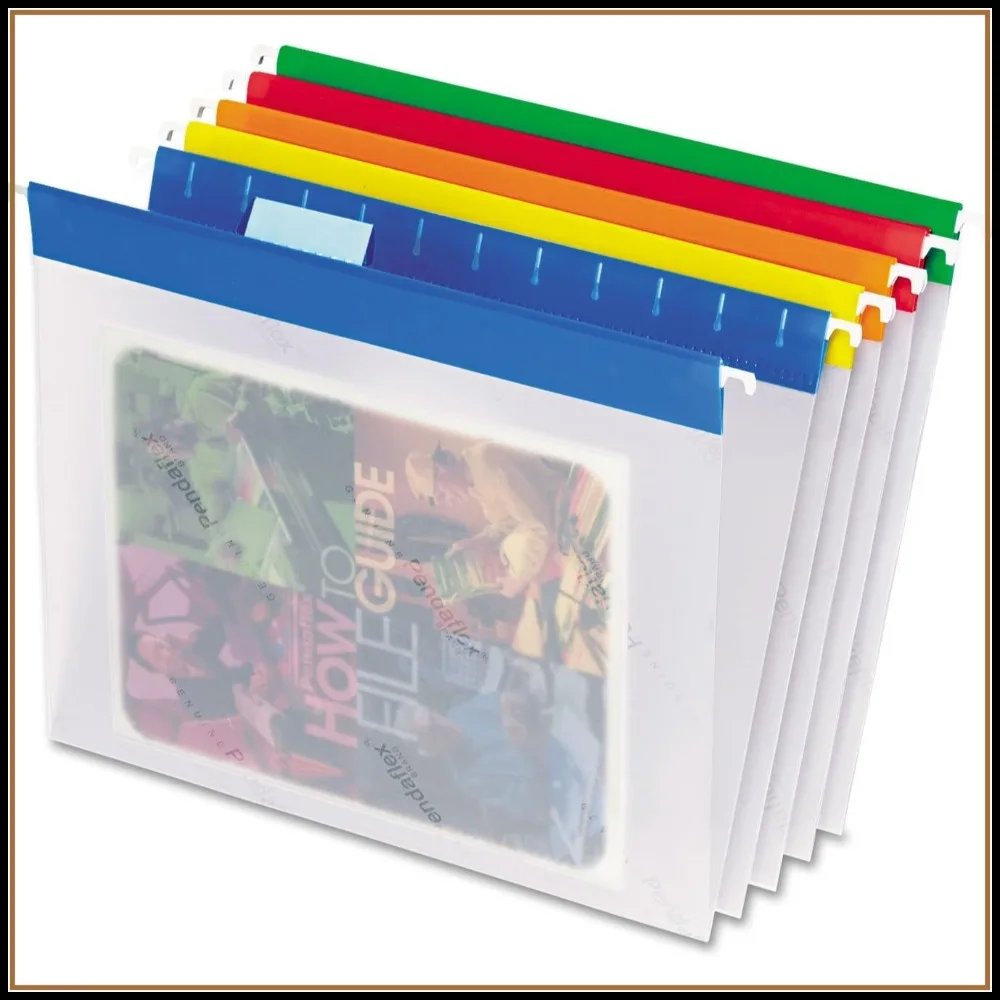 

Clear Poly Hanging File Folders, Letter Size, 1/5 Tab, Assorted Colors, 25 Pack