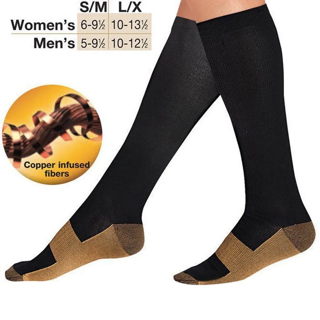 Unisex Compression Stockings Blood Circulation Promotion Slimming Compression Socks Anti-Fatigue Comfortable Solid Color Socks