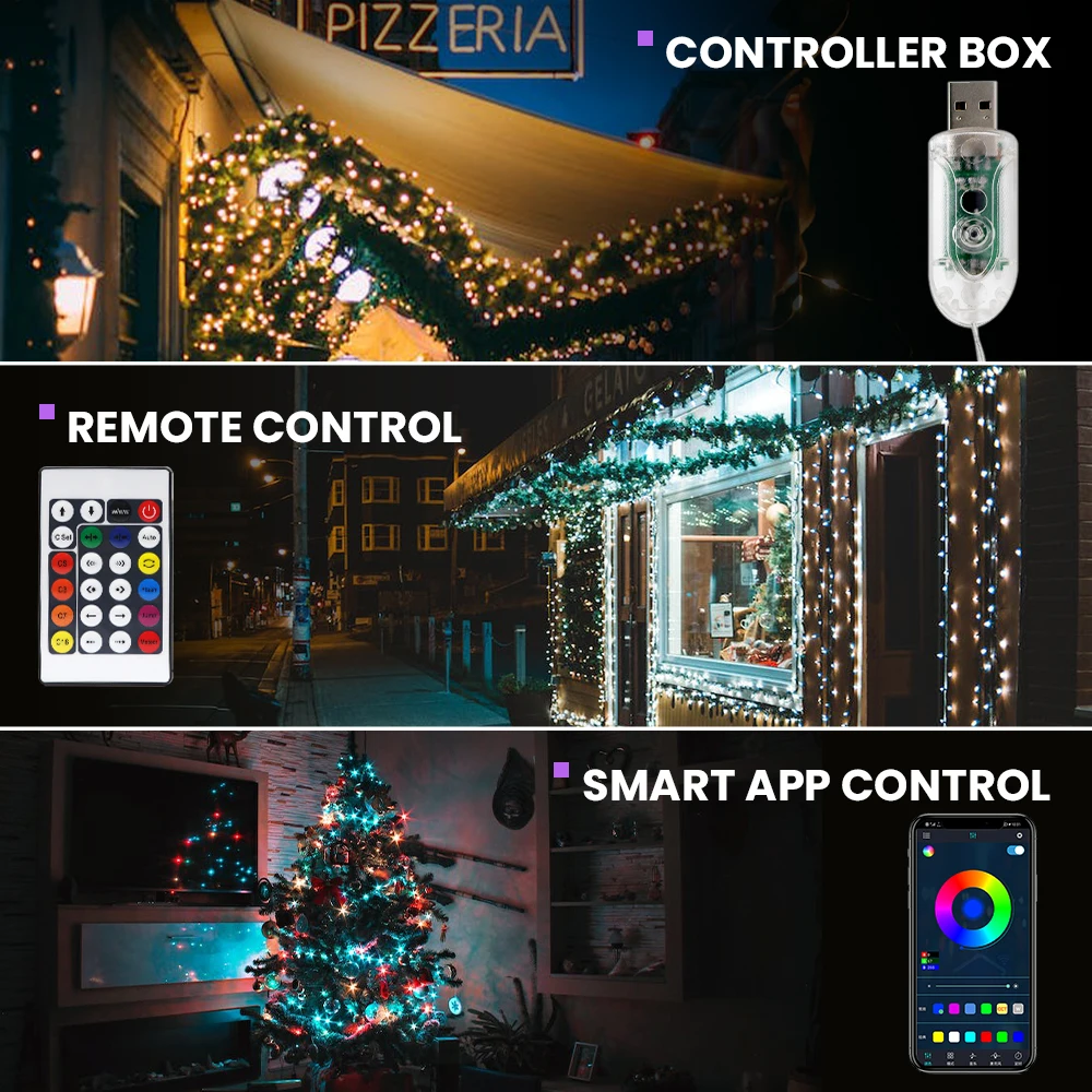 Led Fairy String Light Remote Bluetooth App Usb Control Smart Rgb Garland Lamp Festoen Led Outdoor Indoor Party Kerstverlichting