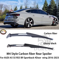 For AUDI A5 S5 RS5 B9 Sportback 4Door M4 Style Rear Spoiler Trunk wing 2016-2023 Carbon fiber Glossy black