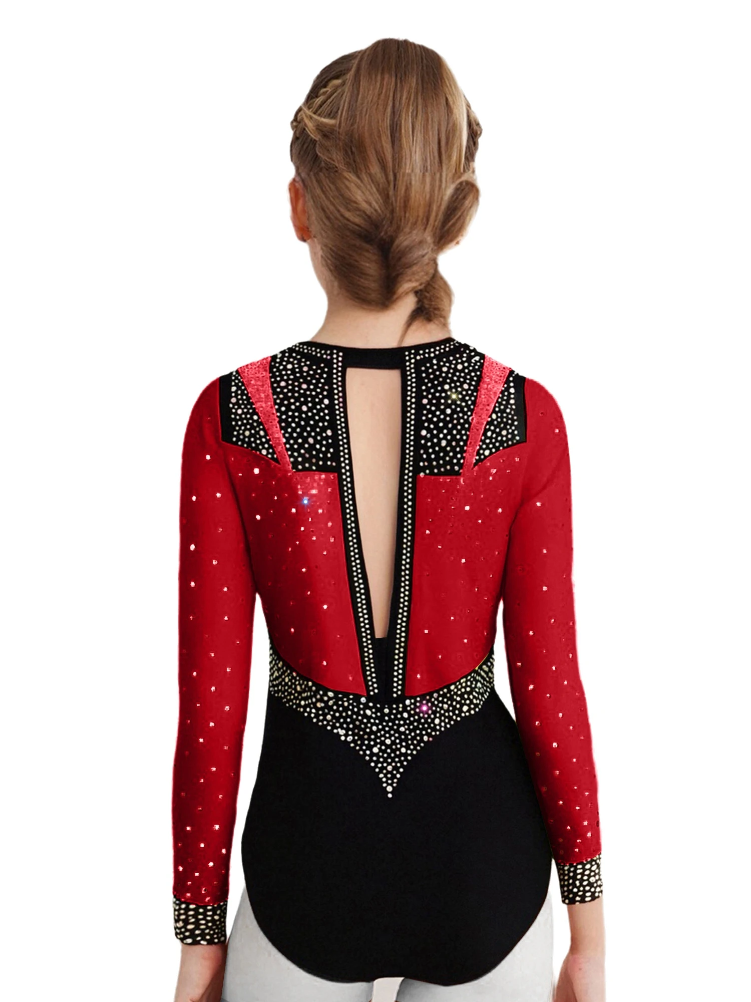 어린이 소녀 발레 져지 레오타드 의상 반짝이는 라인스톤 리드믹 체조 예술 스케이팅 의상 공연 무용복