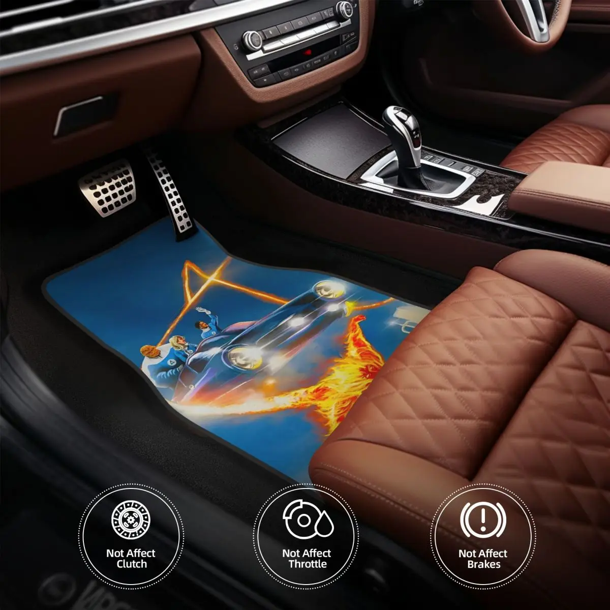 The Fantastic Four: First Steps Universal Fit Car Floor Mats Cute 2025 New Movie Car Carpet Mat 4 قطع مع دعم مضاد للانزلاق