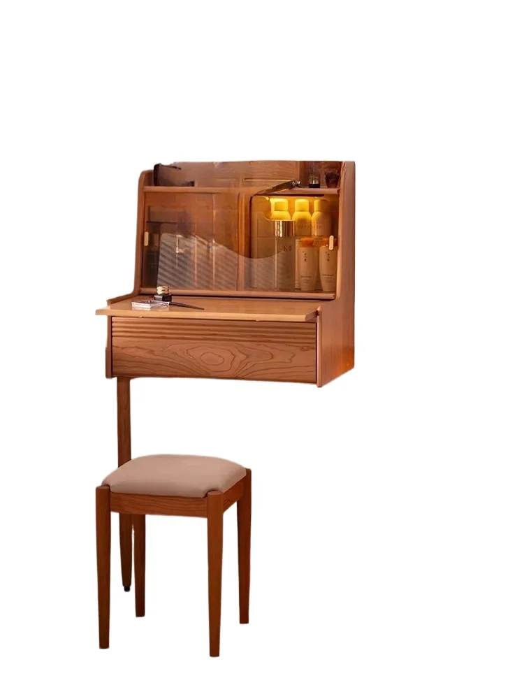 

One bedroom pure solid wood makeup table cherry wood small apartment with cabinet high-end Japanese style