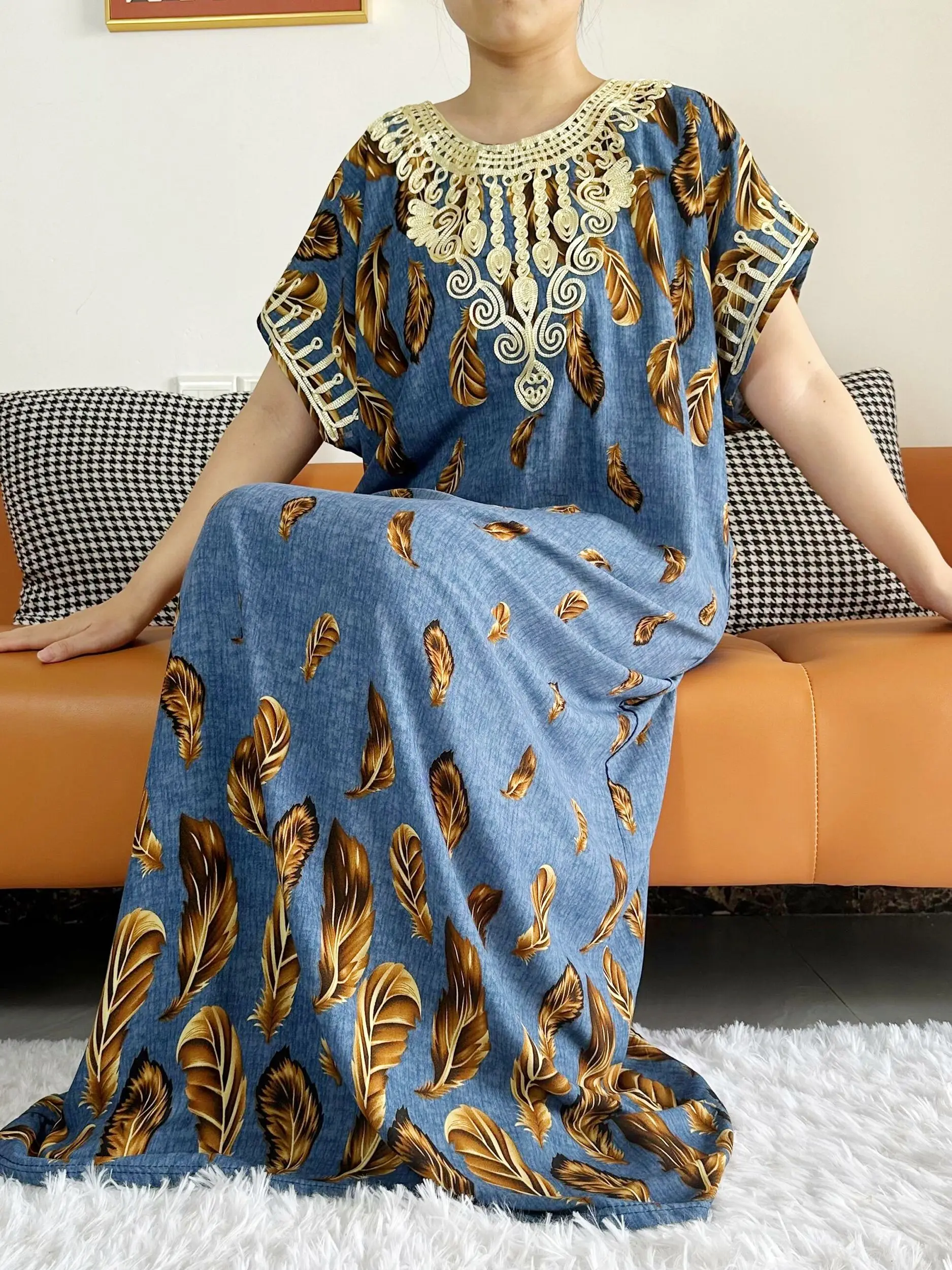 Robe de soirée d\'été à manches courtes pour femmes, robe maxi fleurie musulmane, impression florale africaine, abaya, robe éducative, nouveau, 2023