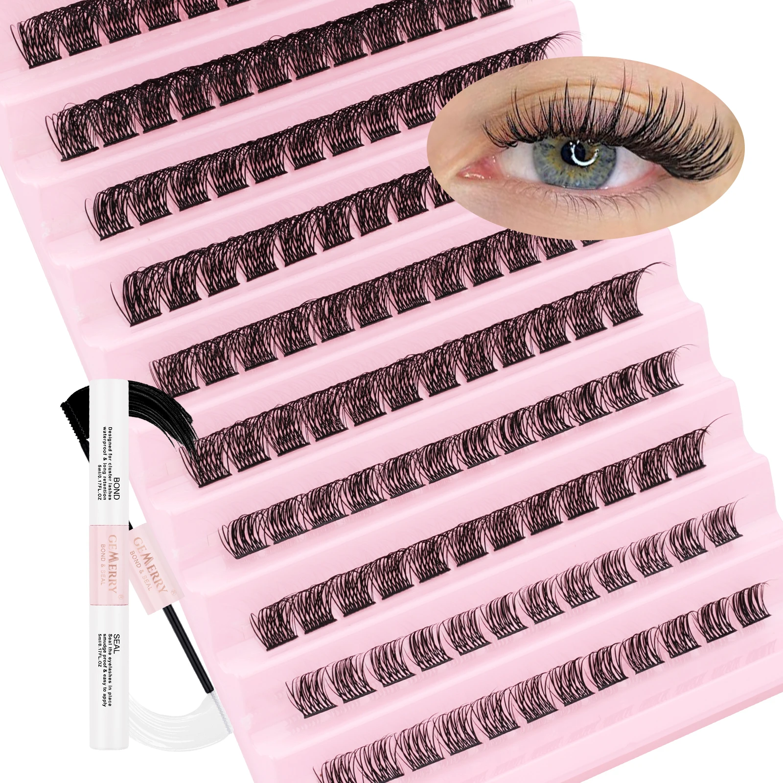 

GEMERRY Volume Eyelash Extensions, 8-16 mm, DIY Cluster Lashes, Individual Milk Eeylashes, D Curl, Fluffy Fake Lashes,Natural