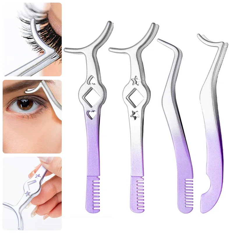 Color Eyelash Comb Tweezers Carbon Steel Professional Pincet Lashes Extension Tweezers False Eyelashes Applicator Makeup Tools