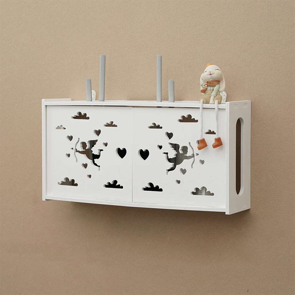 Large Wireless Wifi Router Storage Box PVC Panel Shelf Wall Hanging Plug Board Bracket Cable Storage Organizer Home Decor