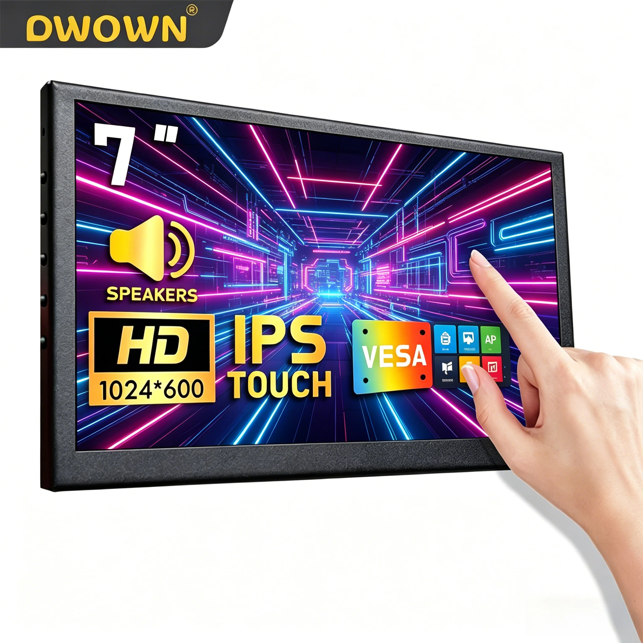LESOWN 7.0 Inch Black Aluminium Touch Dashboard 60Hz HDMI Sub-display for AIDA64 Windows Host Extension Kit